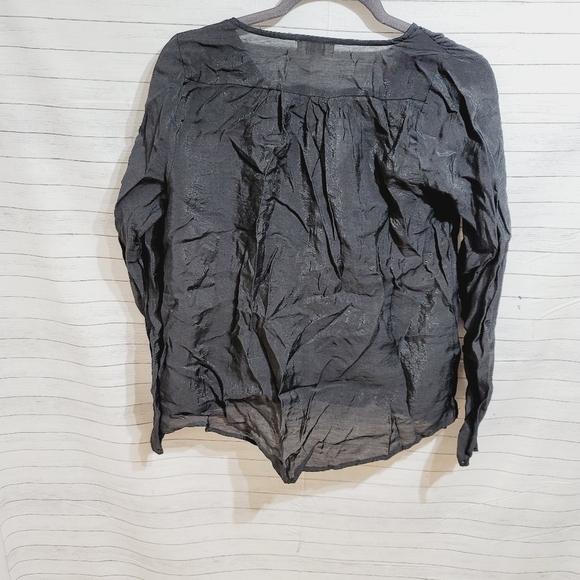 UMGEE GAUZY FLORAL EMBROIDERED DETAIL LONG SLEEVE BLOUSE FAUX WRAP MIDRIFF SZ SM - Picture 5 of 7